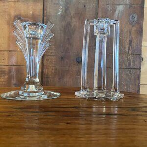 Vintage Glass Candle Holders – Art Deco & Mid-Century Pair